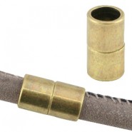 DQ metaal magneetslot voor Ø 6mm rond draad / leer Antiek brons